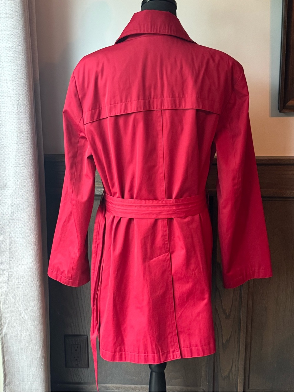 London Fog Red Double-Breasted Trench Coat with Belt xl - Picture 5 of 7